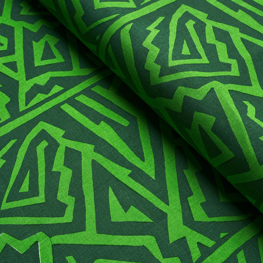 Schumacher Jagged Maze Green Fabric