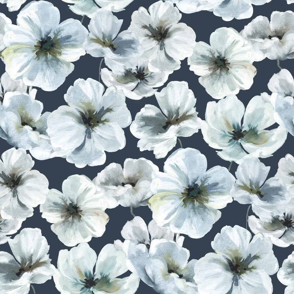 RoomMates Tamara Day Hawthorn Blossom Peel & Stick By Roommates navy Wallpaper