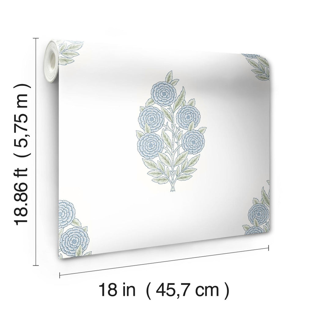 RoomMates Tamara Day Dutch Floral Peel & StickBy Roommates blue Wallpaper