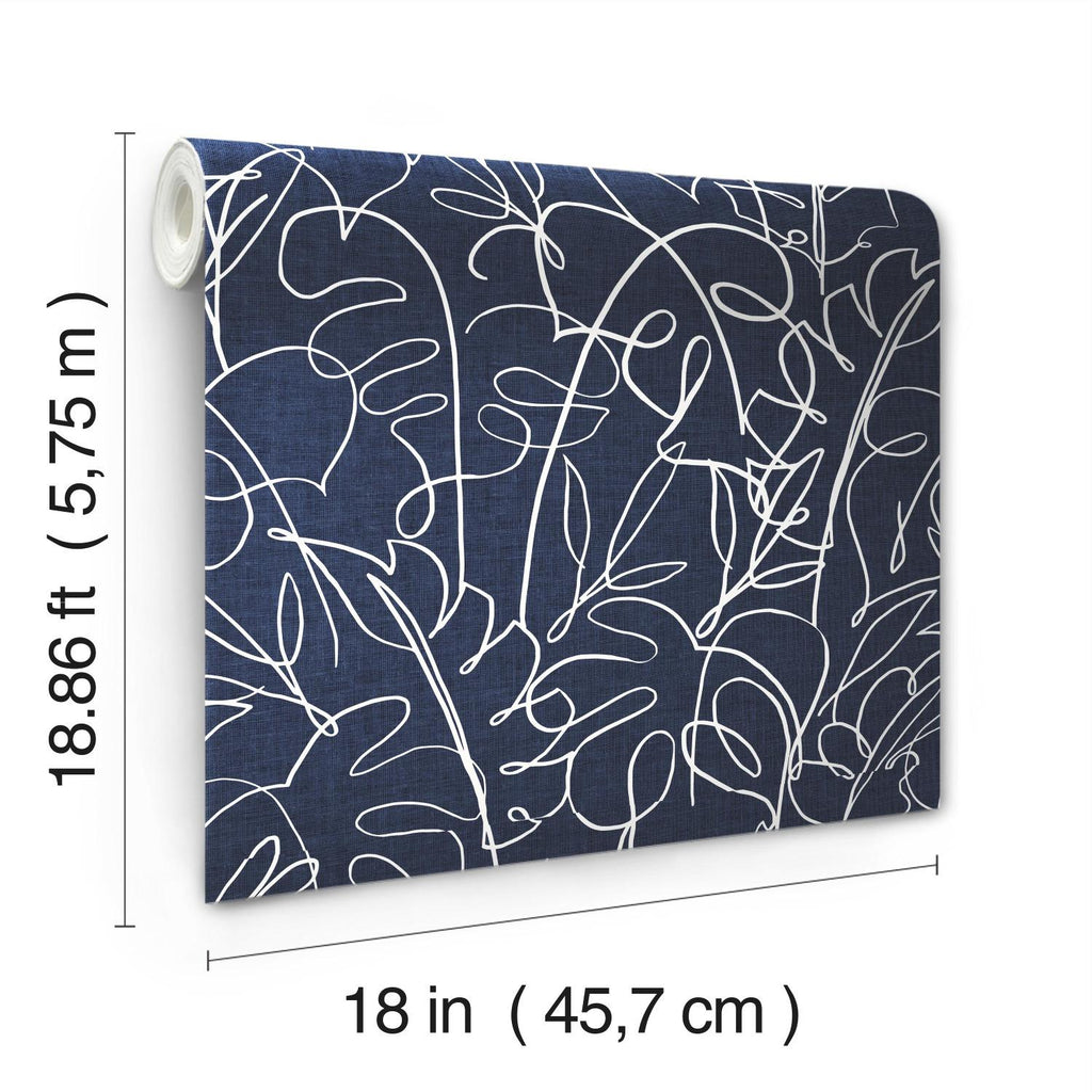 RoomMates Tamara Day Tropical Signature Peel & StickBy Roommates dk blue/white Wallpaper