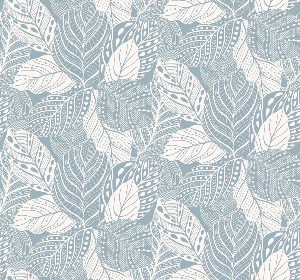 York Vinca Smokey Blue Blue Wallpaper