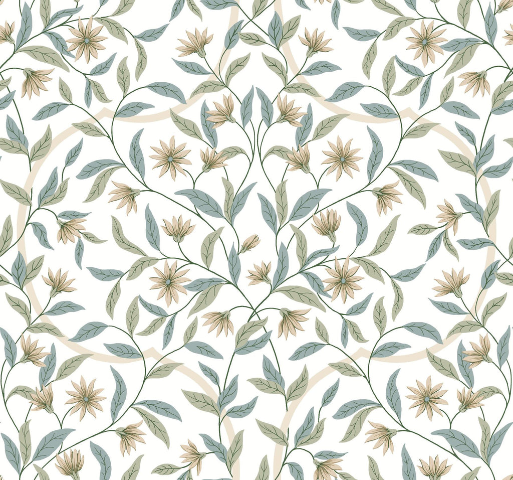 York Jasmine Eucalyptus Green/Beige Wallpaper