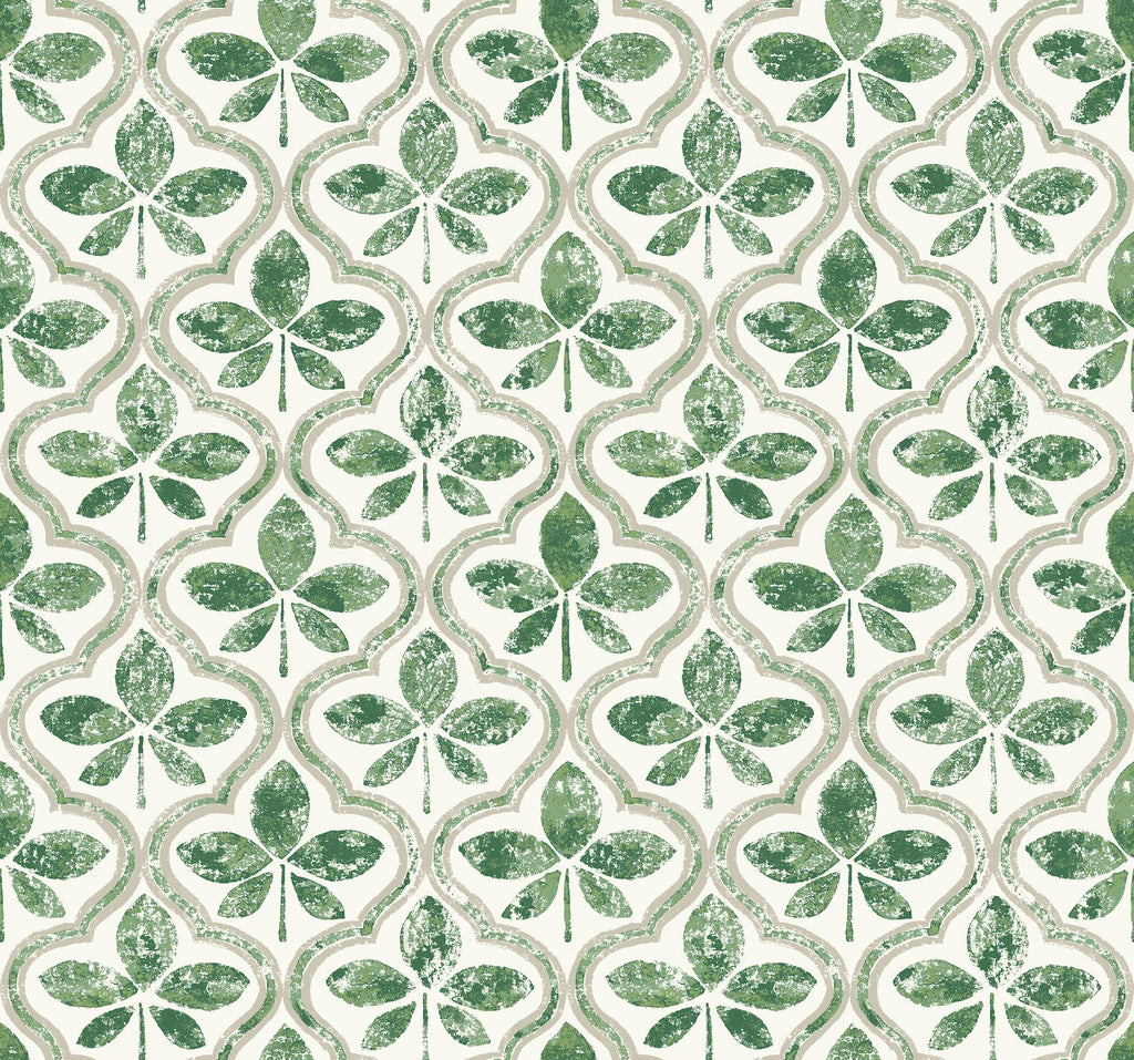 York Sevilla Clover Green Wallpaper