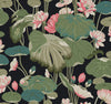 York Lotus Pond Black Wallpaper