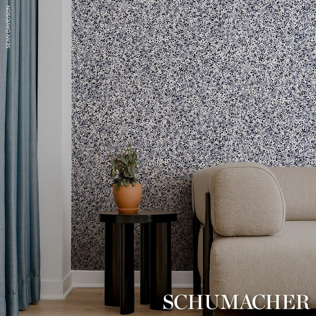 Schumacher Superbloom Deep Blue Wallpaper