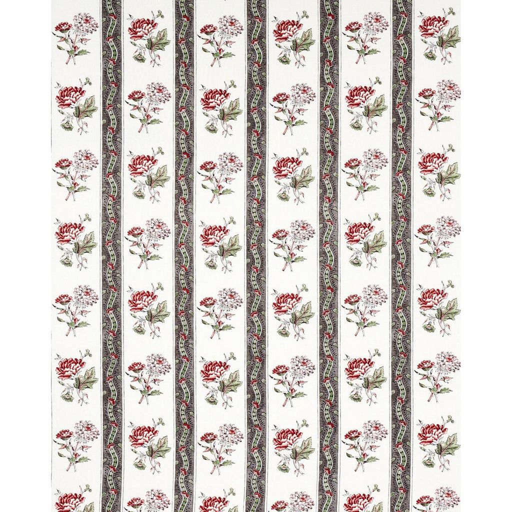 Schumacher Ariana Floral Stripe Famille Rose Fabric