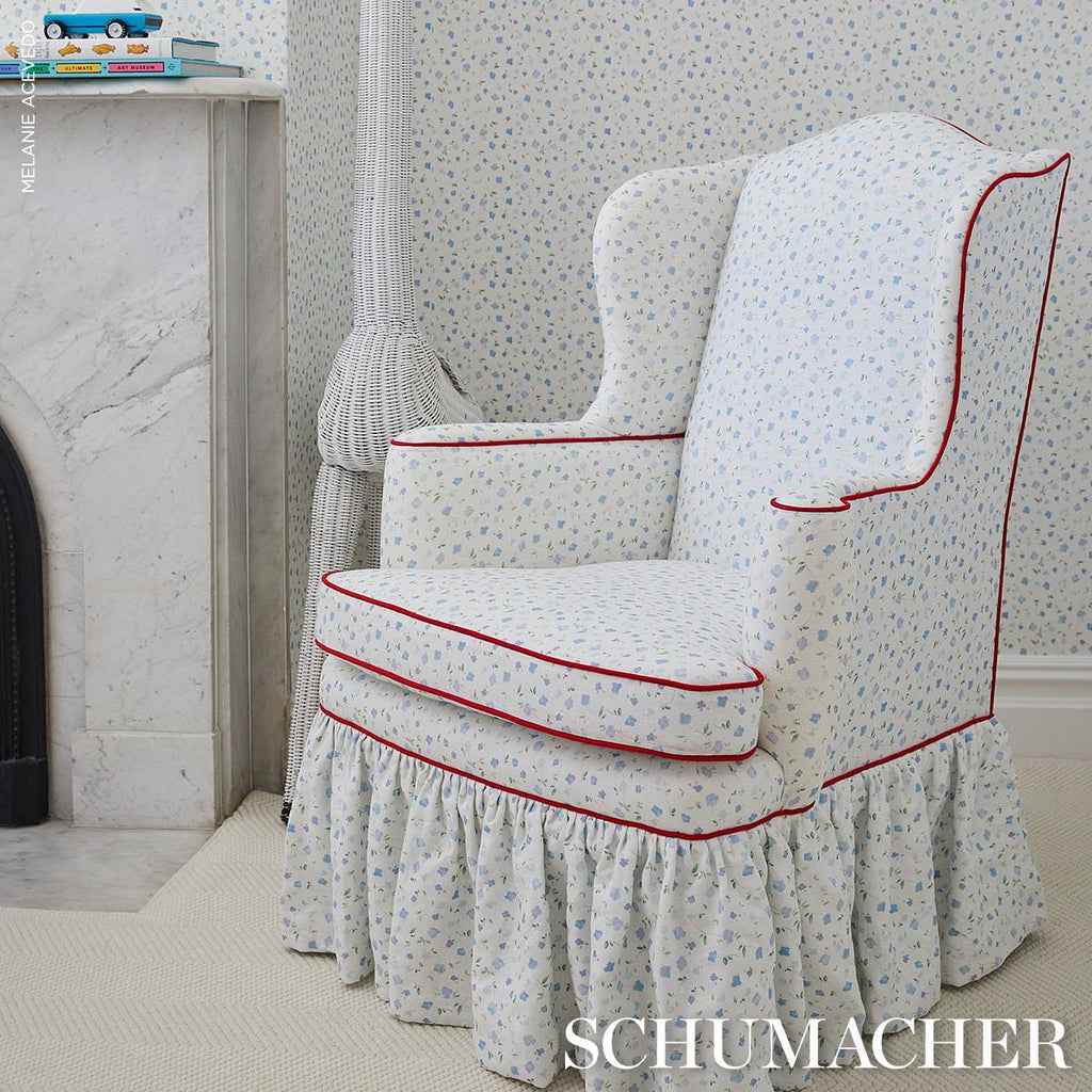 Schumacher Bloomwind Performance Linen Blue Fabric