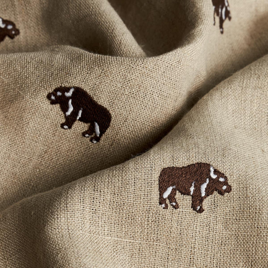 Schumacher Buffalo Embroidered Linen Natural Fabric