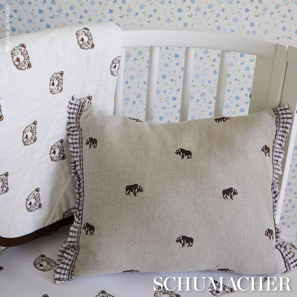 Schumacher Buffalo Embroidered Linen Natural Fabric