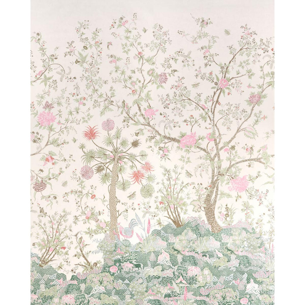 Schumacher Amaltas Panel Set Green & Pink Wallpaper