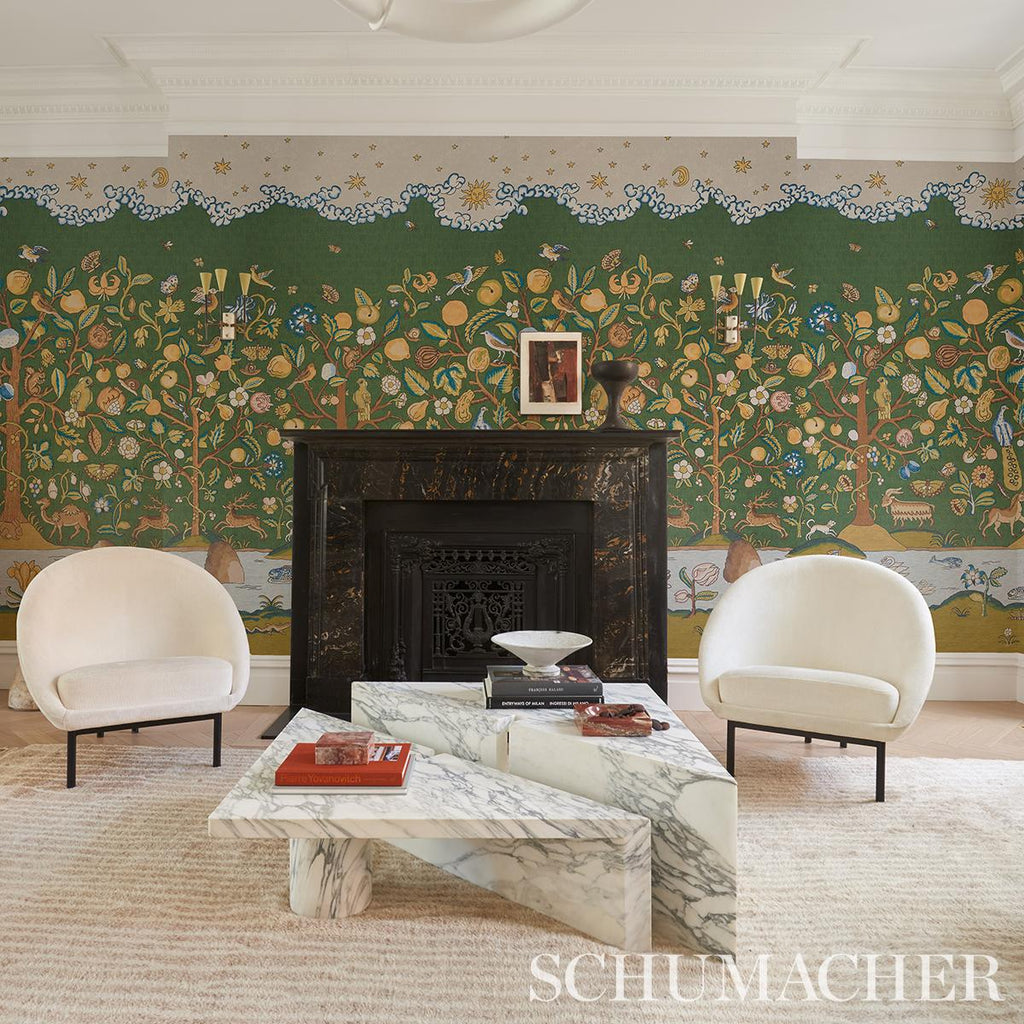 Schumacher Chaucer'S Forest Panel Set Document Wallpaper