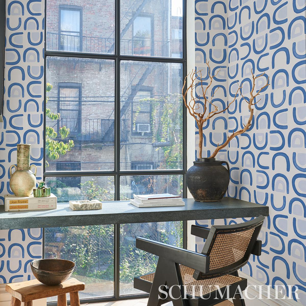 Schumacher Threshold Lapis Wallpaper