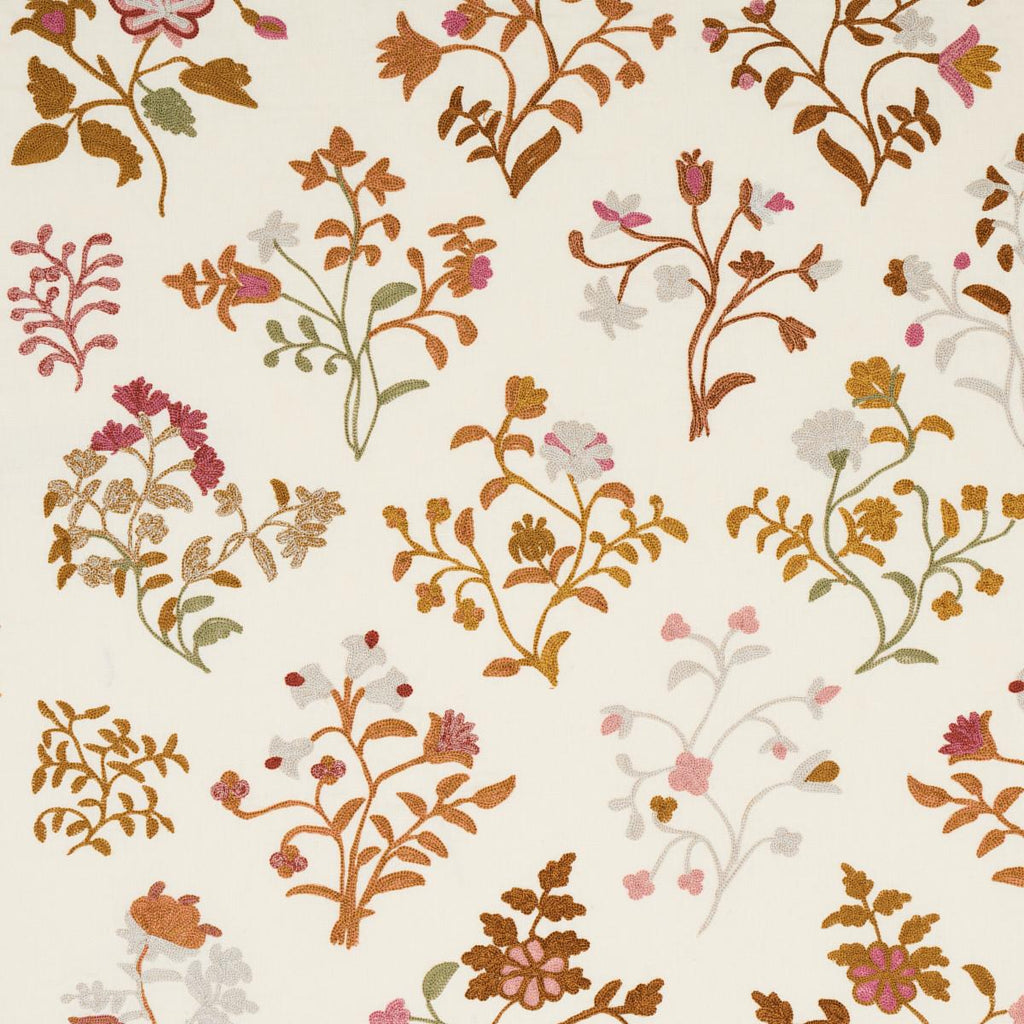 Schumacher Raleigh Crewel Embroidery Autumn Fabric