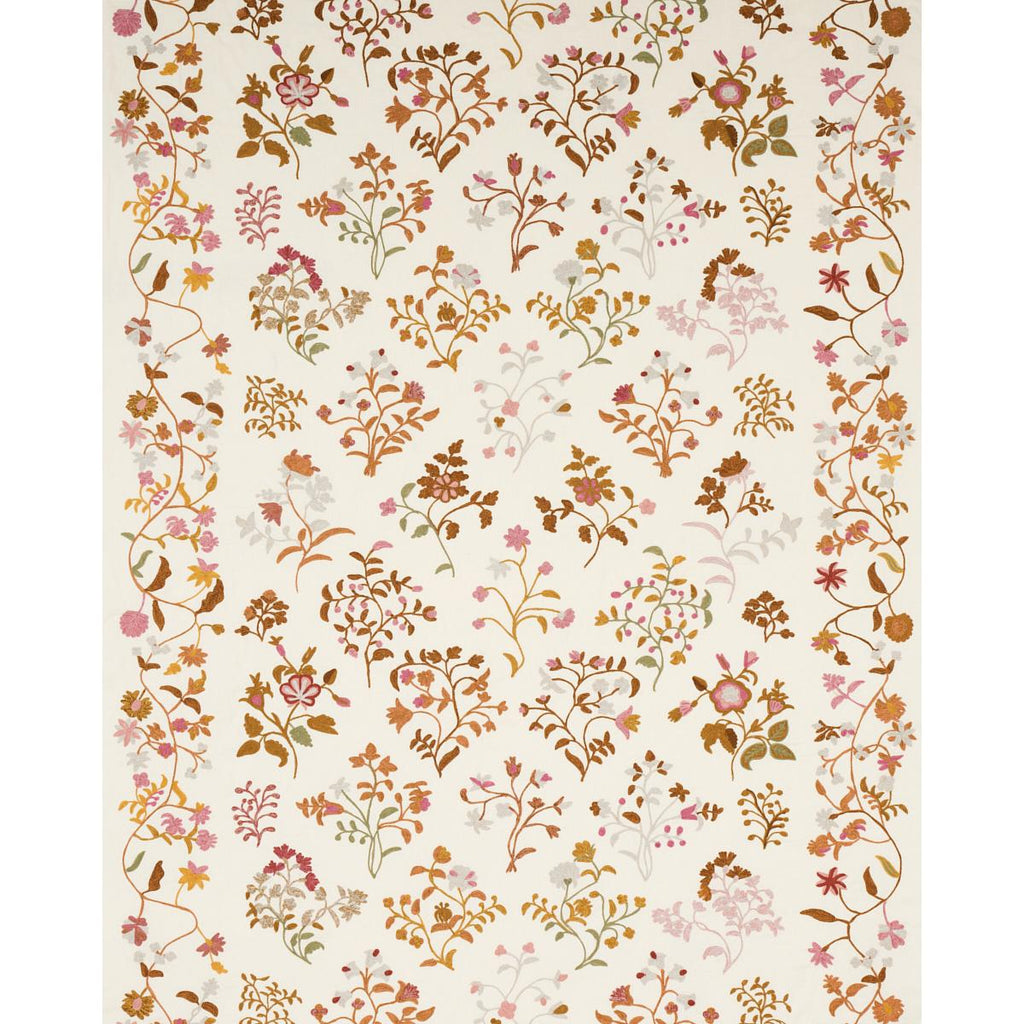 Schumacher Raleigh Crewel Embroidery Autumn Fabric