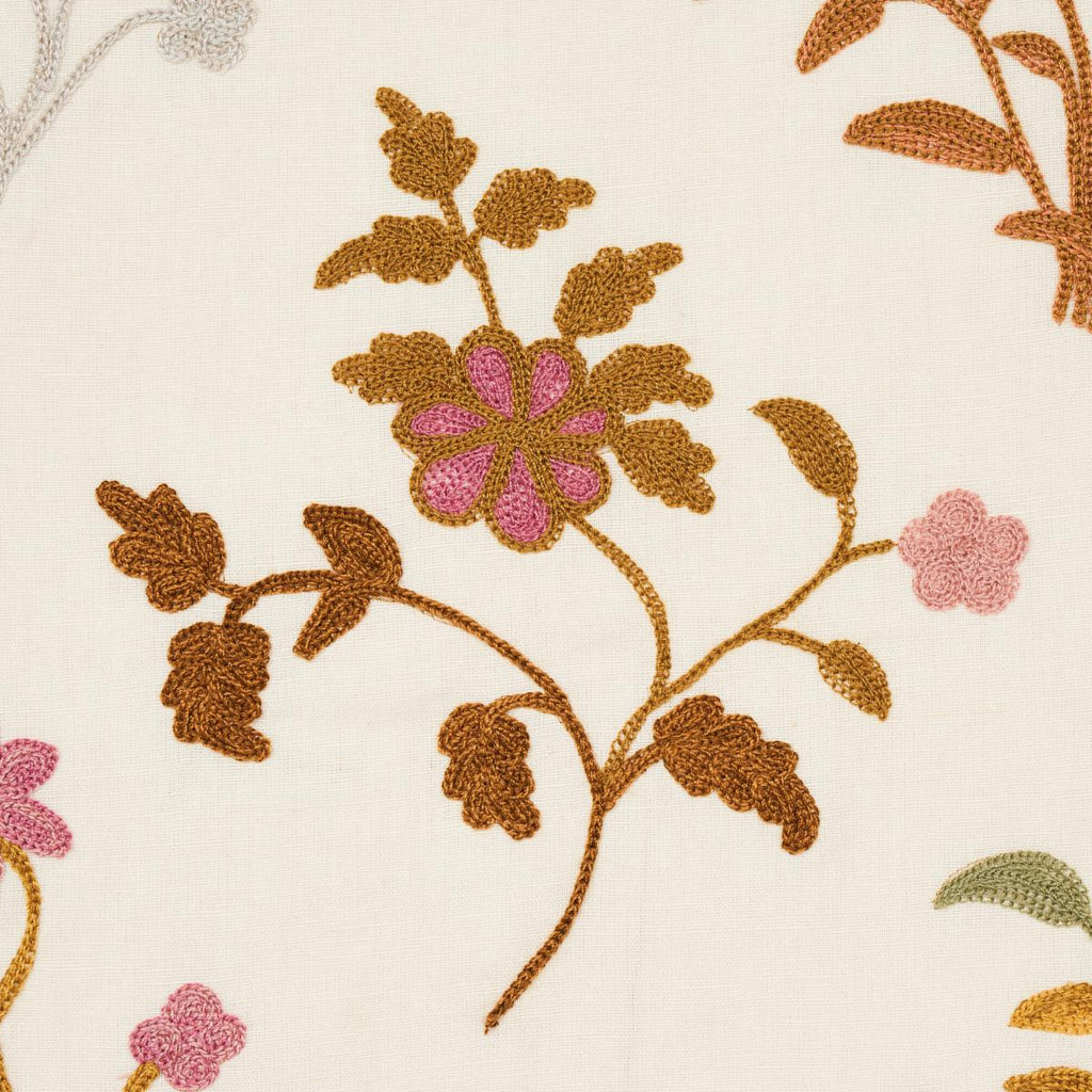 Schumacher Raleigh Crewel Embroidery Autumn Fabric