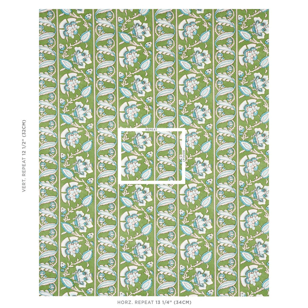 Schumacher Marielle Vine Green & Peacock Fabric