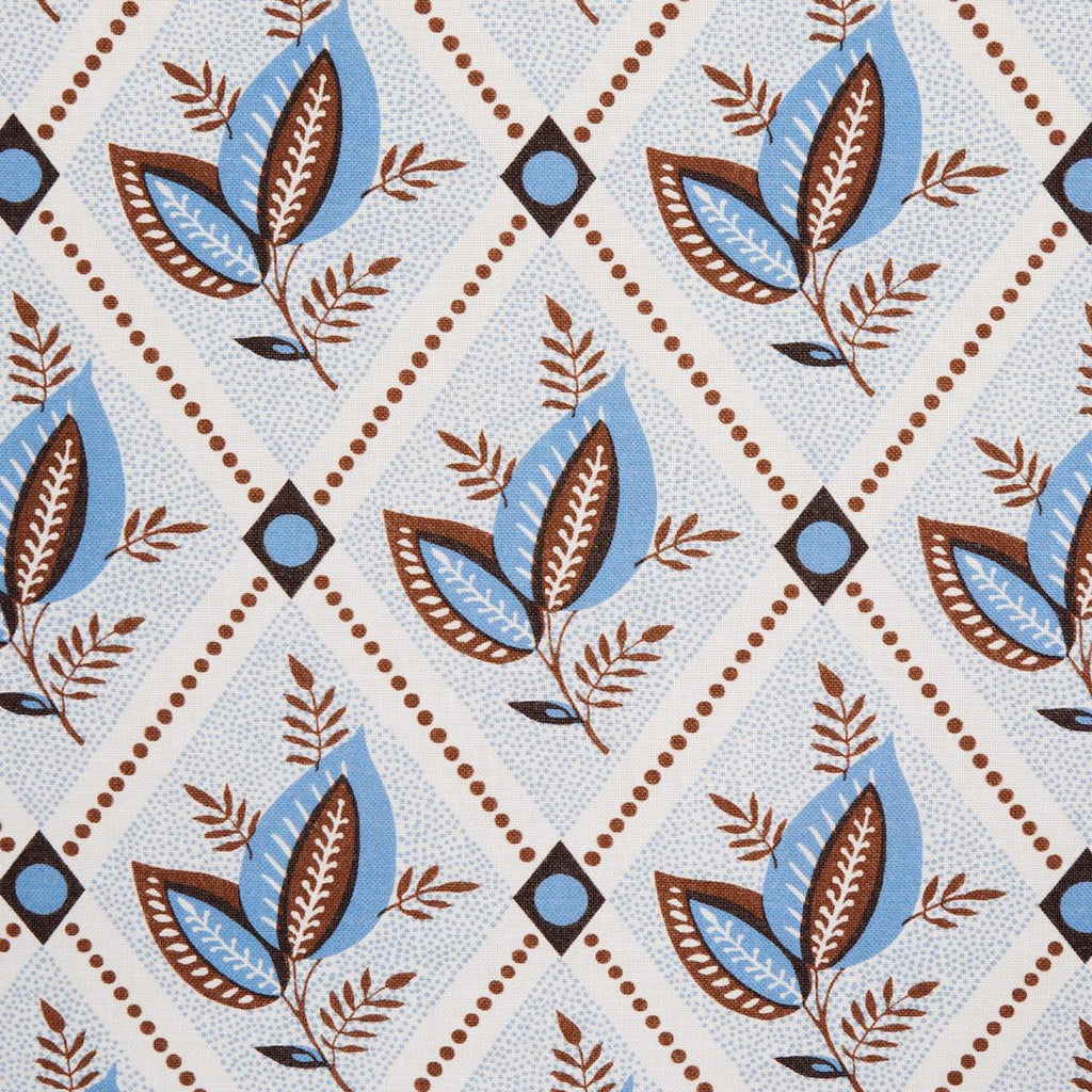 Schumacher Basile Trellis Delft & Sepia Fabric