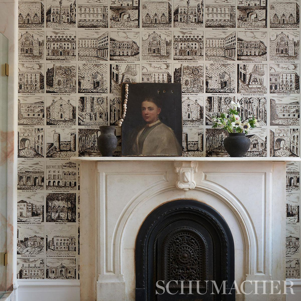 Schumacher Architecturra Newsprint Wallpaper