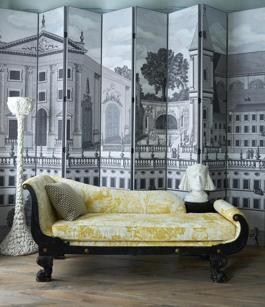 Schumacher Piazza Firenze Panel Set Grisaille Wallpaper