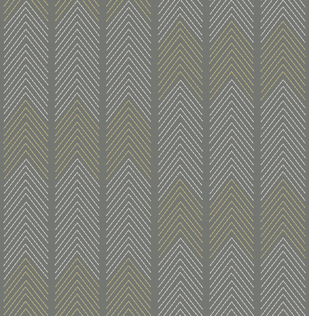 A-Street Prints Nyle Chevron Stripes Dark Grey Wallpaper