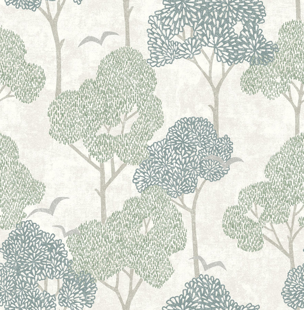 A-Street Prints Lykke Textured Tree Green Wallpaper