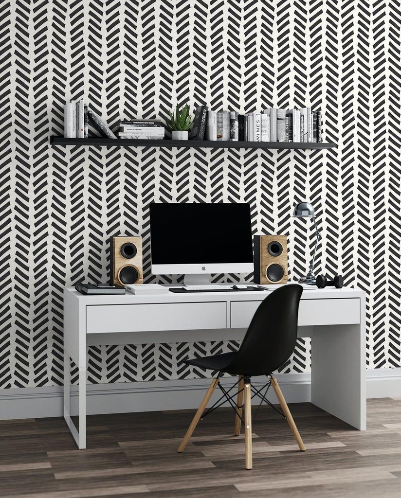 Seabrook Mod Chevron Black Wallpaper