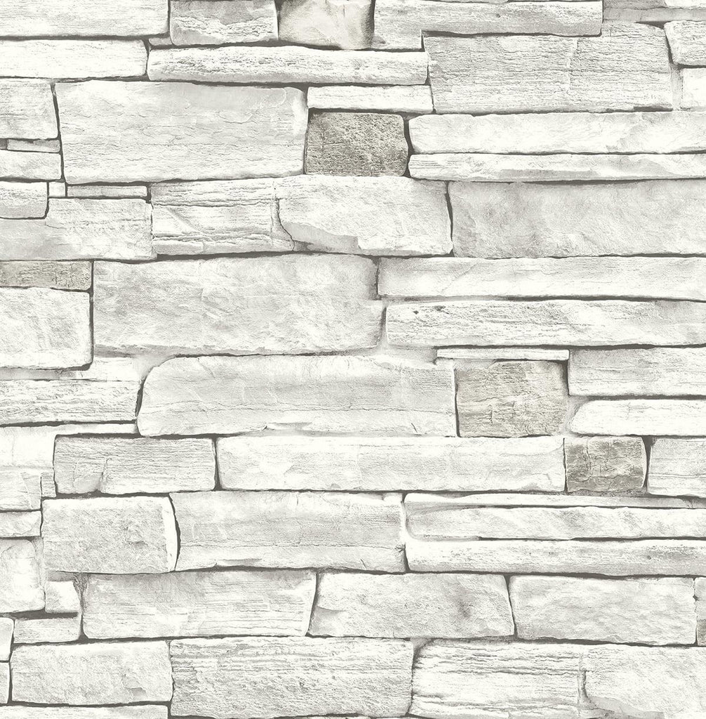 Seabrook Stacked Stone Arctic Grey Wallpaper