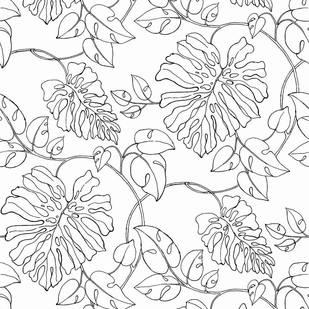 Seabrook Tropical Linework Black & White Wallpaper