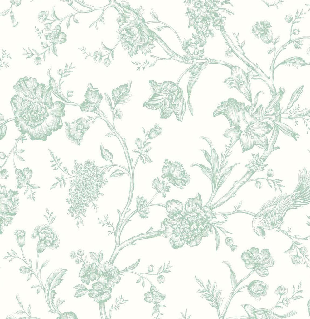 Seabrook Jasmine Chinoiserie Seaglass Wallpaper