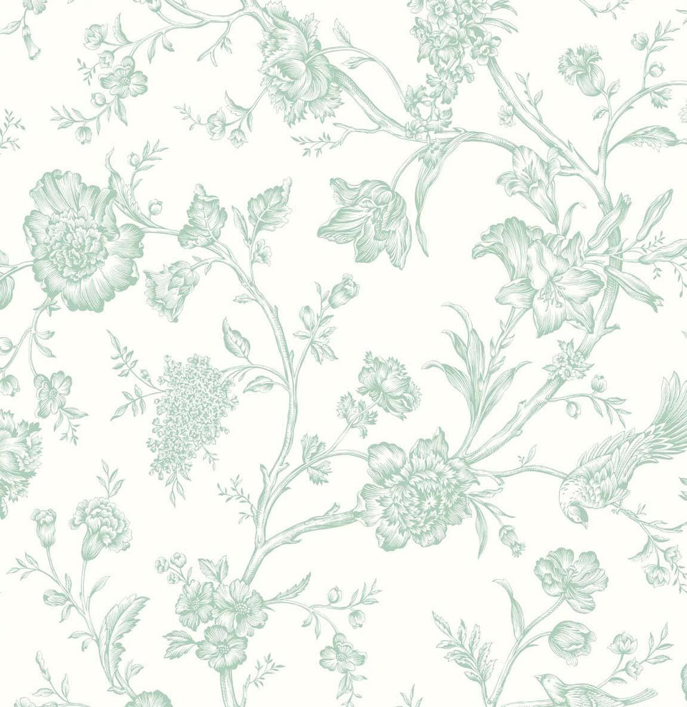 Seabrook Jasmine Chinoiserie Green Wallpaper