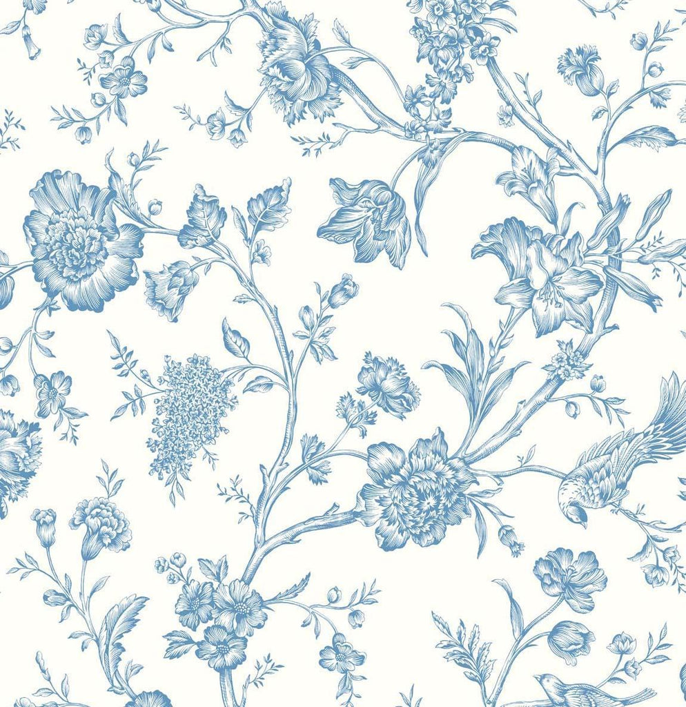 Seabrook Jasmine Chinoiserie Carolina Blue Wallpaper