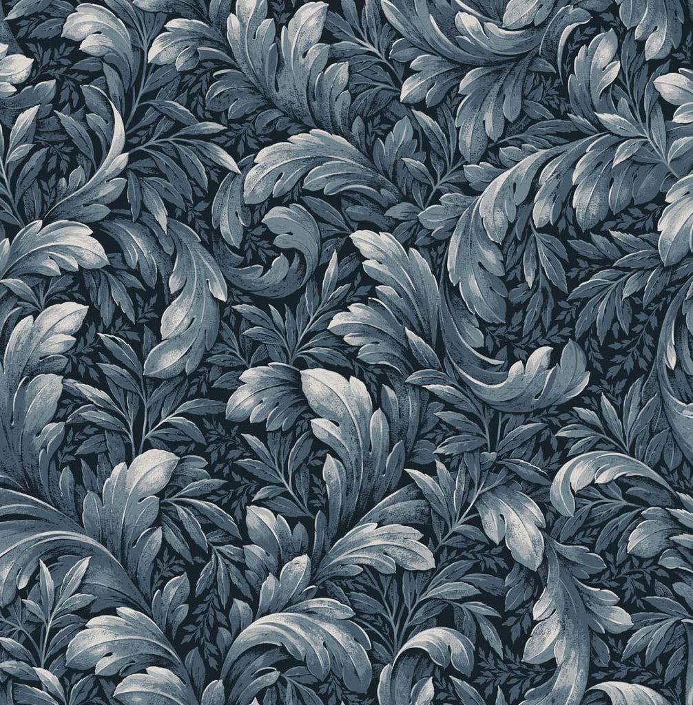 Seabrook Acanthus Trail Blue Wallpaper