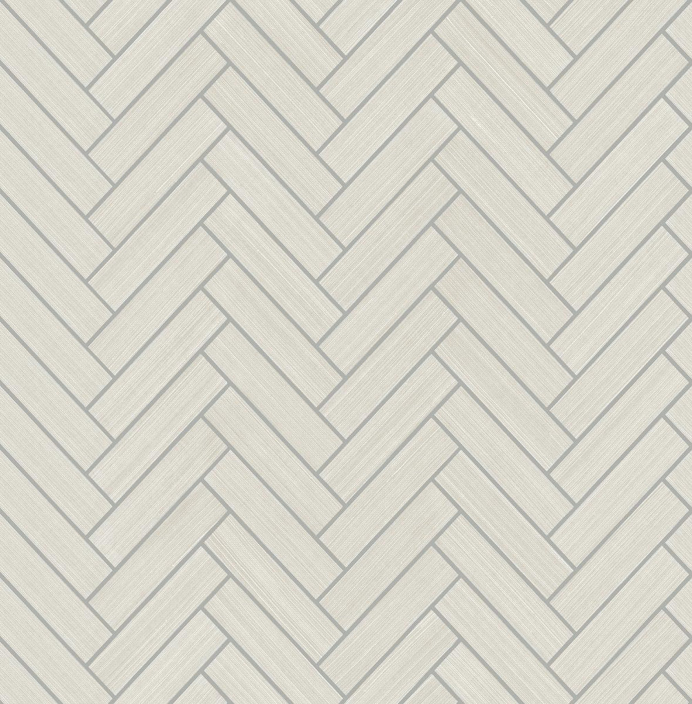 Seabrook Herringbone Inlay Lunar Grey & Metallic Silver Wallpaper