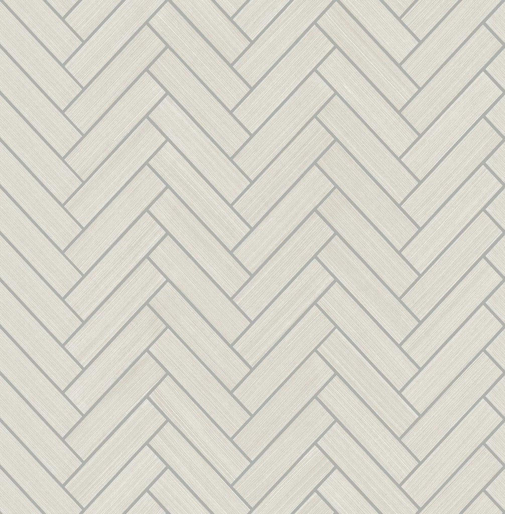 Seabrook Herringbone Inlay Grey Wallpaper