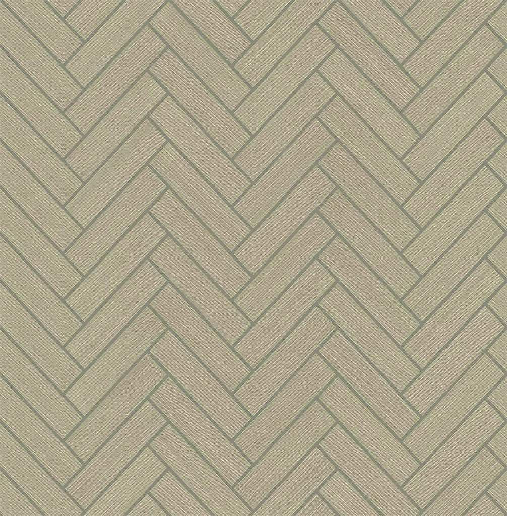 Seabrook Herringbone Inlay Beige Wallpaper