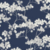 Seabrook Bayberry Blossom Navy Blue Wallpaper