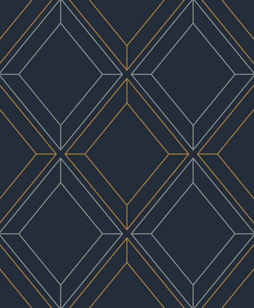 Seabrook Linework Gem Blue Wallpaper