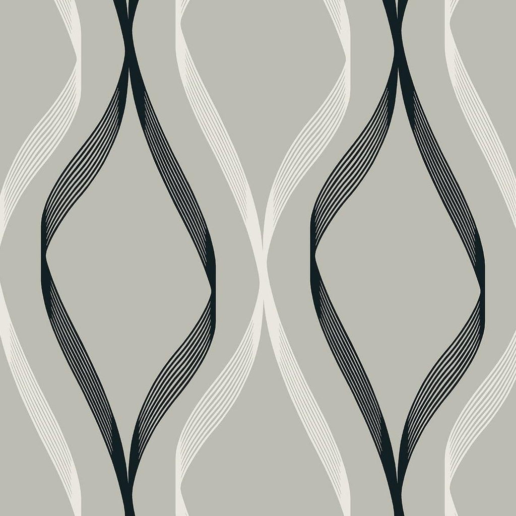 Seabrook Wave Ogee Grey Wallpaper