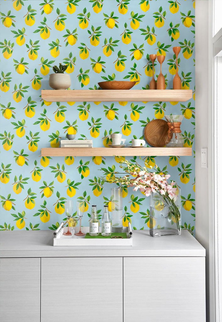 Seabrook Lemoncello Blue Wallpaper