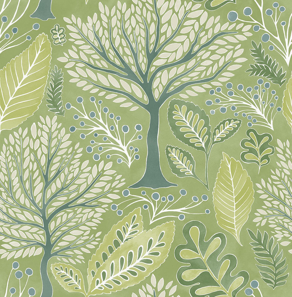 Brewster Home Fashions Kiah Forest Green Wallpaper