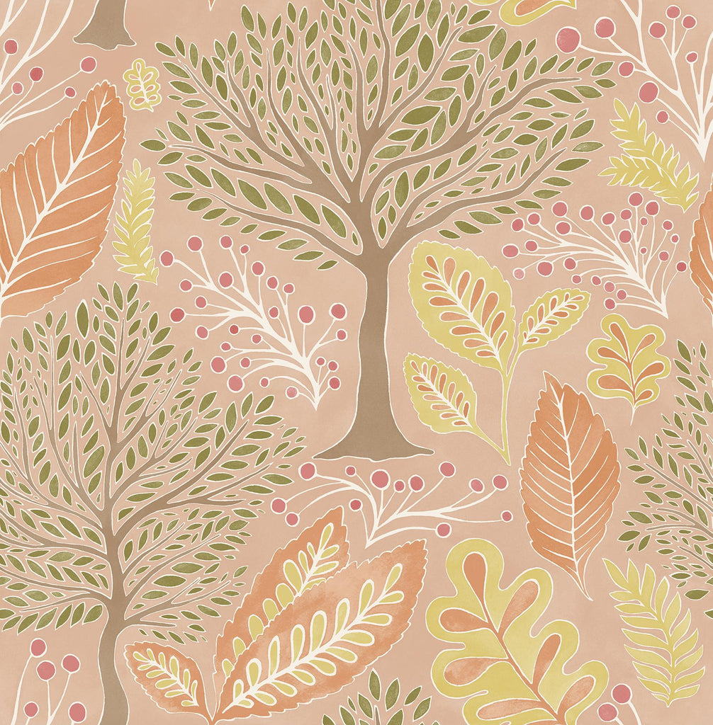 Brewster Home Fashions Kiah Forest Blush Wallpaper