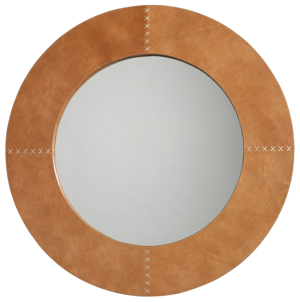 Jamie Young Round Cross Stitch Brown Mirrors