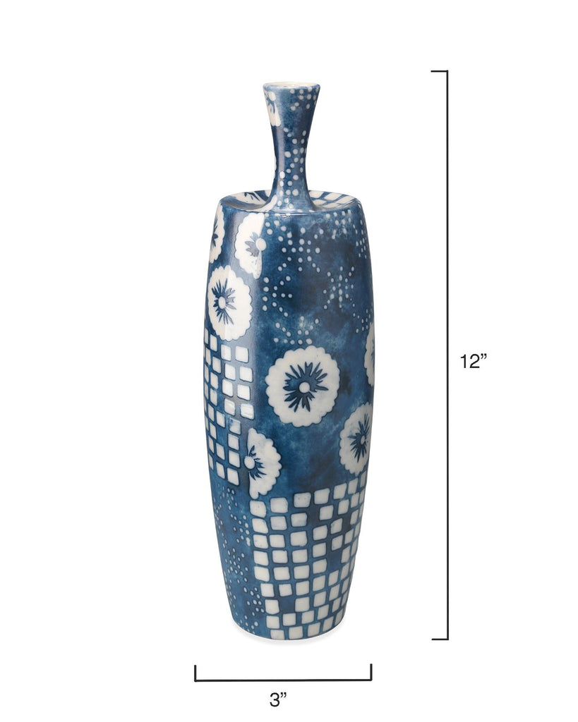 Jamie Young Block Print Vases (Set of 4) Blue Accents