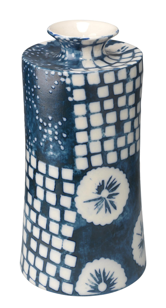 Jamie Young Block Print Vases (Set of 4) Blue Accents