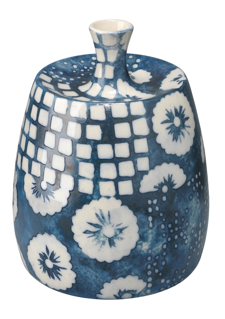 Jamie Young Block Print Vases (Set of 4) Blue Accents