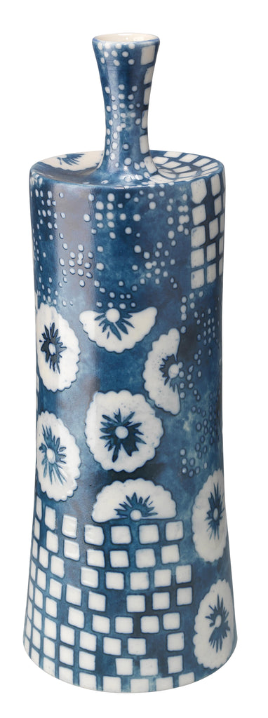 Jamie Young Block Print Vases (Set of 4) Blue Accents