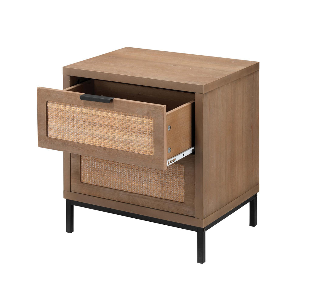 Jamie Young Reed 2 Drawer Side Table Brown Furniture