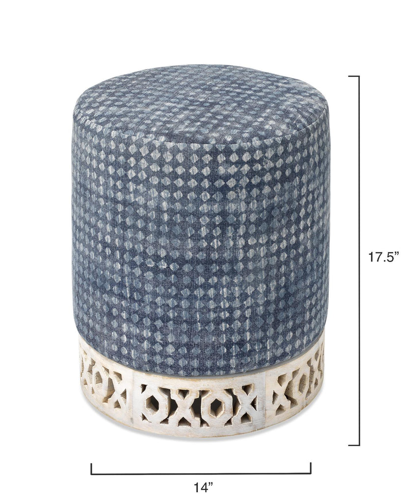 Jamie Young Solana Upholstered Ottoman Blue Furniture
