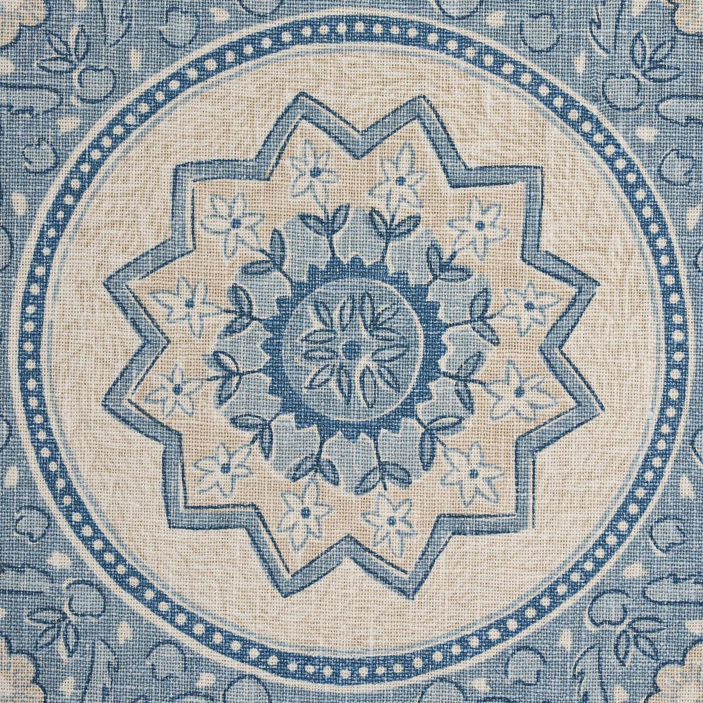 Schumacher Montecito Medallion China Blue Fabric