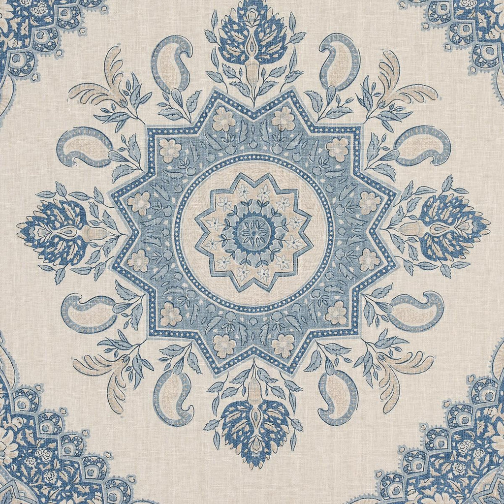 Schumacher Montecito Medallion China Blue Fabric